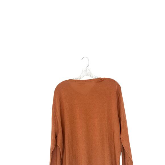 Banana Republic Sweater Men's Orange Silk Linen V-Neck Long Sleeve Knit Large - Picture 8 of 11
